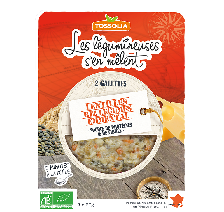 Galettes lentilles, riz, légumes, emmental Galettes lentilles, riz, légumes, emmental