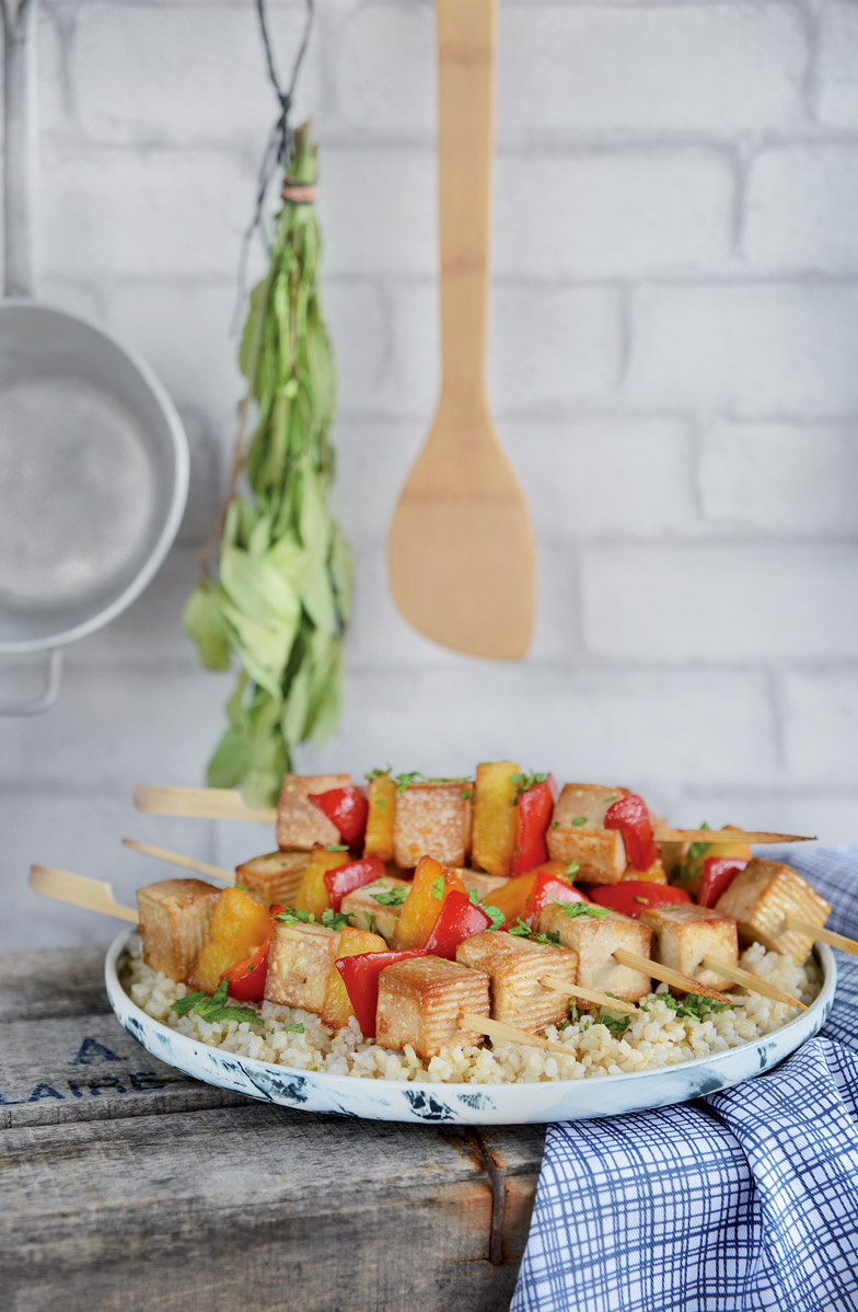 Brochettes de tofu sucré salé Brochettes de tofu sucré salé