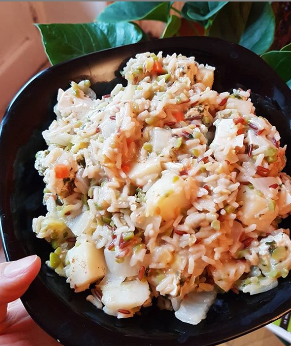 Risotto de riz aux légumes et tofu épinard noisette