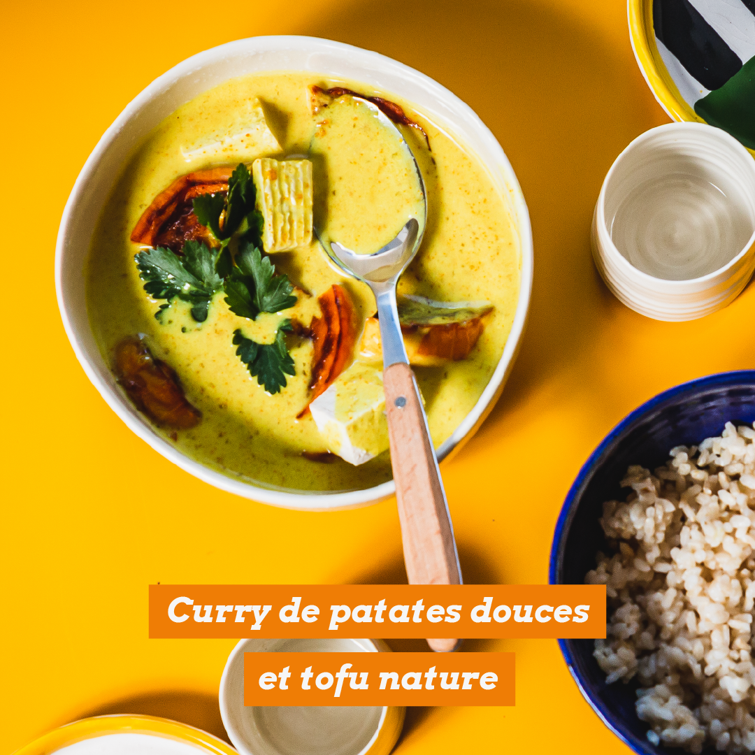 Curry de patate douce et tofu nature