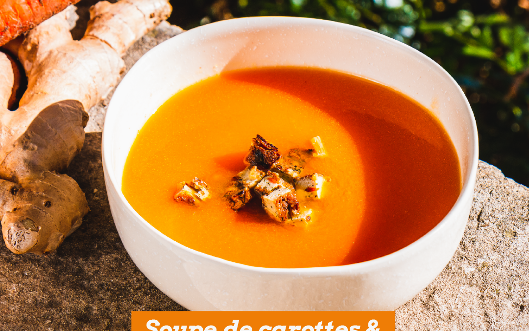Soupe de carottes & tofu grillé sésame gingembre