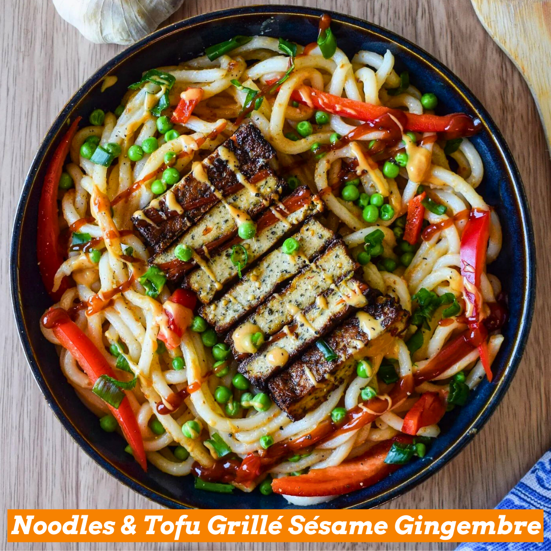 noodles et tofu grillé sésame gingembre